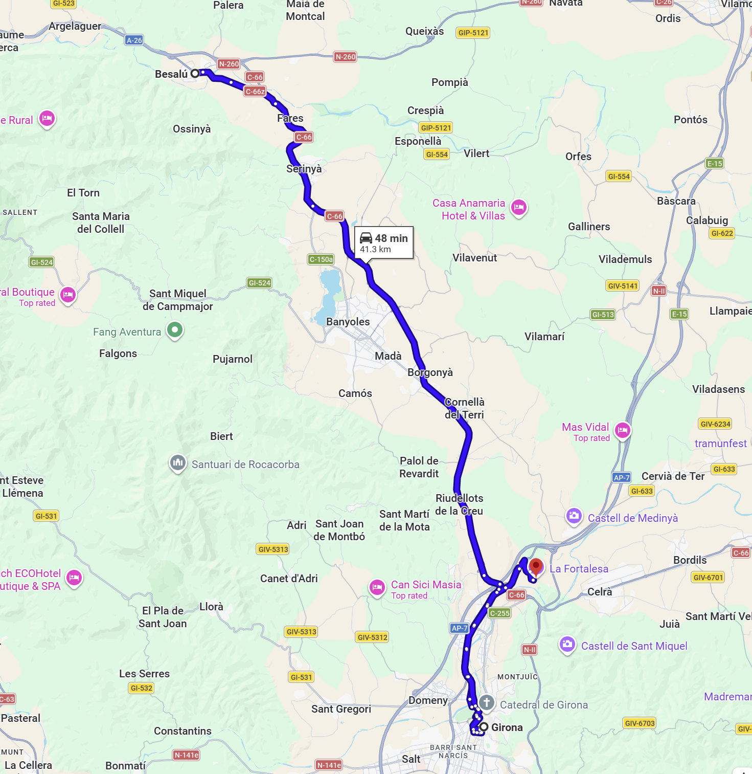 Google Maps Route: Girona to Esperit Roca